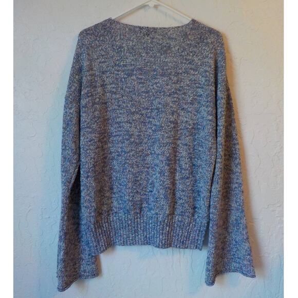 J Crew Blue Soft Knit Pullover Sweatshirt Flare Sleeves  H8986 Women Size Large - Picture 3 of 9